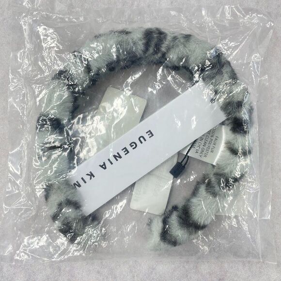 EUGENIA KIM Dora Faux Fur Headband Gray Leopard Womens Fake Fur Hair Band OS - Picture 1 of 10